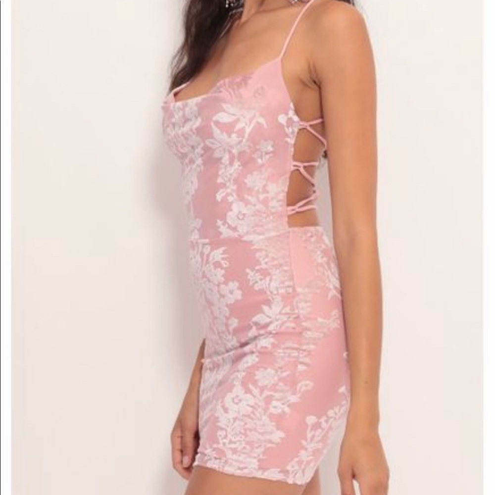 Pink dress with white flowers